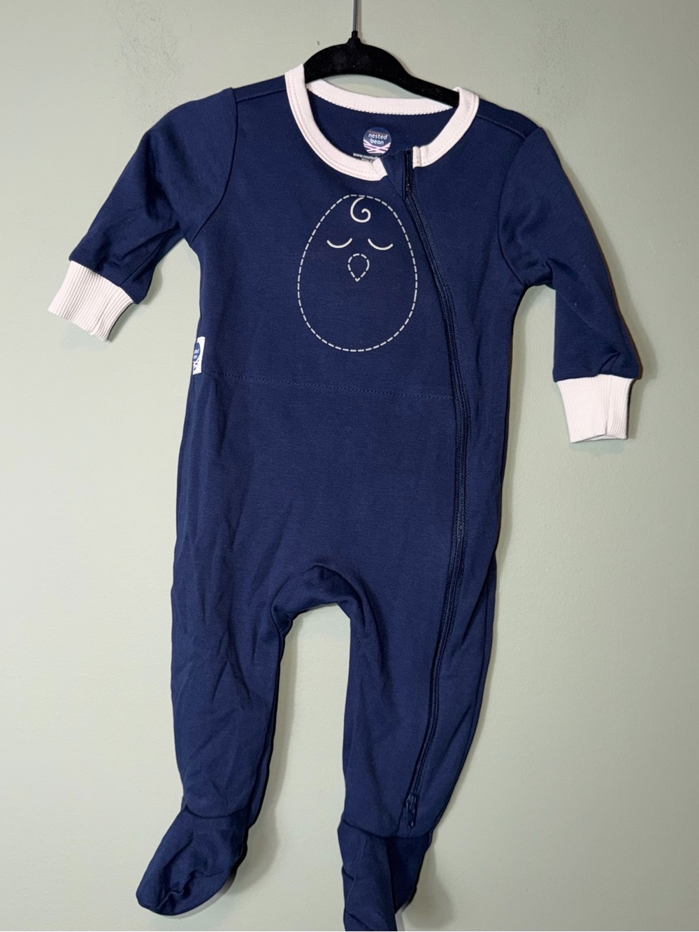Nested Bean Zen Footie‎ Classic Small 3-6M Navy/White Like New